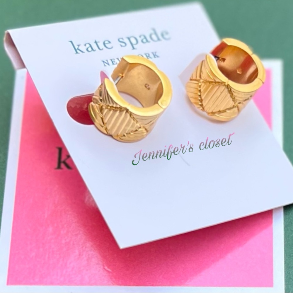 Kate Spade Gold-Tone Huggie Hoop Earrings NWT